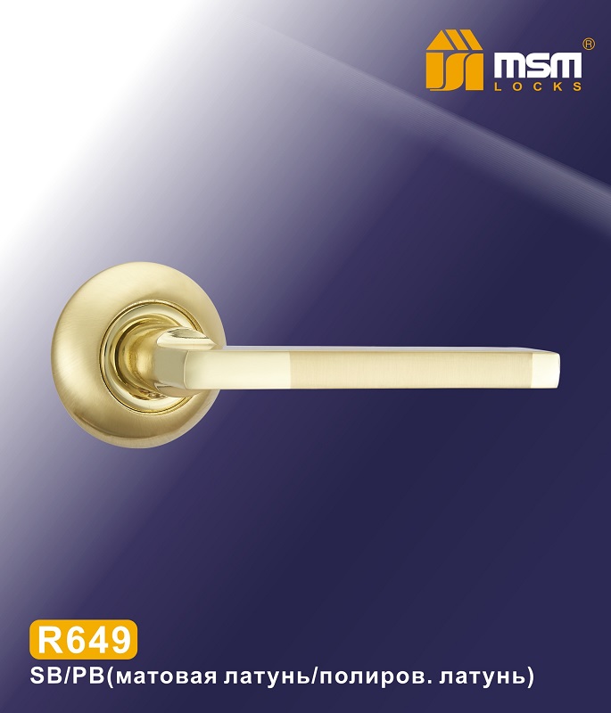 Ручки раздельные MSM R649 SB/PB ( Матовая латунь/Полированная латунь) на круглом основании