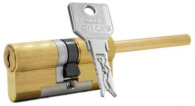 Цилиндр Evva 3KS 87 мм 56x31 ключ-шток (латунь)