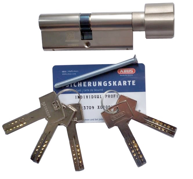 Механизм цилиндровый Abus X12R (Абус) 95 мм (30*65) никель, кл/вертушка