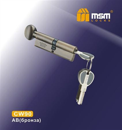 Цилиндровый механизм Msm CW90 AB 45*45 кл-верт (бронза) перфо